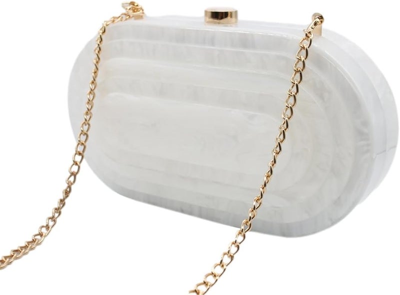 GSYPS Acrylic Evening Clutch Bag for Women Shell Shape Shoulder Crossbody Bag Glitter Marble Purse Handbag - Image 4